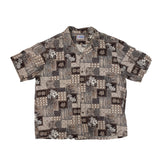 Vintage Aloha Line Hawaiian Short Sleeve Button Up Shirt Men's Size 2XL Brown/Beige